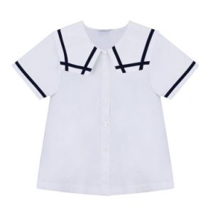 Áo sơ mi đồng phục học sinh nữ cổ lính thủy viền xanh 10-12