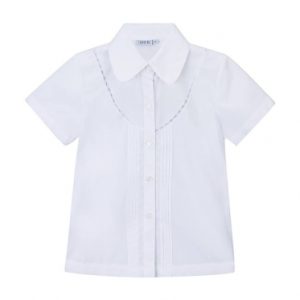 Áo sơ mi học sinh nữ thêu ngang ngực màu trắng 14-16