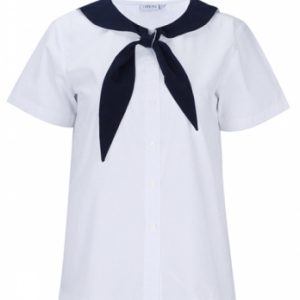 Áo sơ mi học sinh nữ kiểu thủy thủ cột nơ 10-12