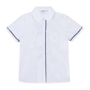 Áo sơ mi đồng phục học sinh nữ xếp ply túi đắp 10-12