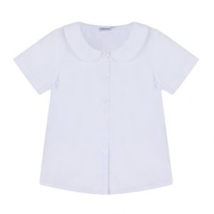 Áo sơ mi học sinh nữ túi mổ cổ lá sen màu trắng 14-16