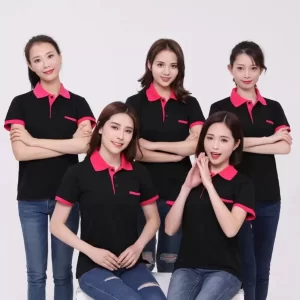 Mẫu Áo Thun Đồng Phục Công Ty TPHCM Đen Phối Hồng