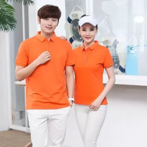 Áo thun đồng phục có cổ màu cam