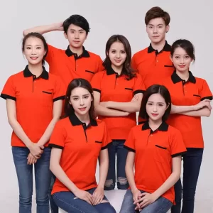 Mẫu Áo Thun Đồng Phục Công Ty Cam Phối Đen