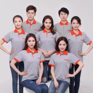 Mẫu Áo Thun Đồng Phục Công Ty Xám Phối Đỏ