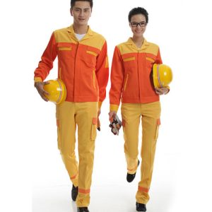 Quần áo bảo hộ phối màu cam vàng vải Pangzim (Hàng đặt may)