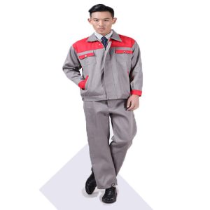 Quần áo bảo hộ kaki phối màu đỏ xám nhập khẩu