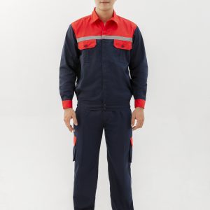 Bộ lao động vải kaki liên doanh màu tím than phối đỏ ghi đẹp