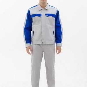 Bộ bảo hộ lao động màu ghi sáng phối xanh đậm siêu đẹp vải pangzim liên doanh