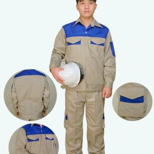 Quần áo bảo hộ vải kaki HQ mầu ghi đá 100% cotton